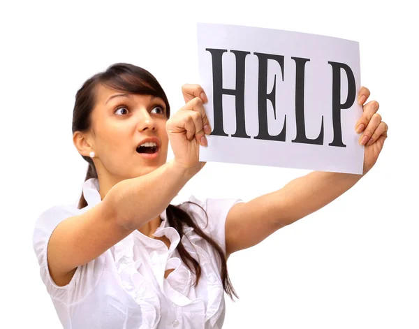 Biznes kobieta prosi o pomoc — Zdjęcie stockowe