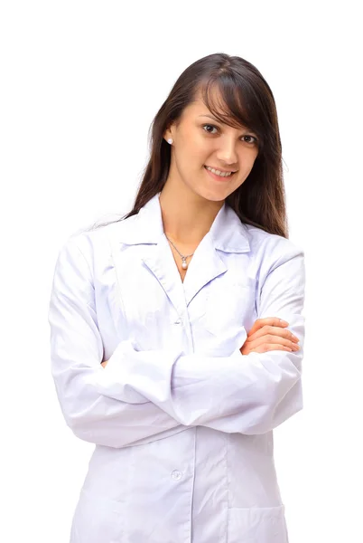 女人在白色背景上的医生 — 图库照片