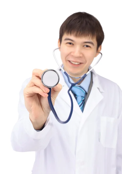 De man de arts op een witte achtergrond — Stockfoto