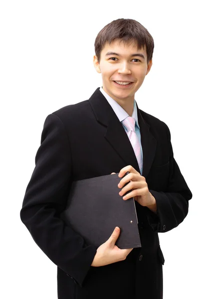 Ung affärsman på vit bakgrund — Stockfoto