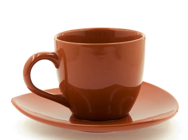 Brown Cup Saucer White Background — Stock Photo, Image