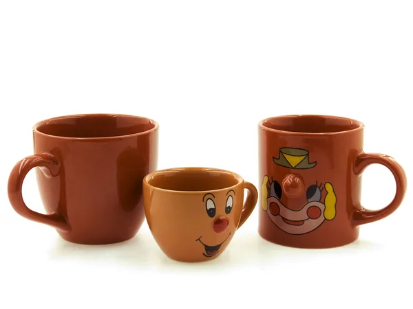 Три Разных Чашки Стоят Рядом Друг Другом — стоковое фото