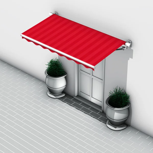 Rendering Illustration Awning Red Stripes — Stock Photo, Image