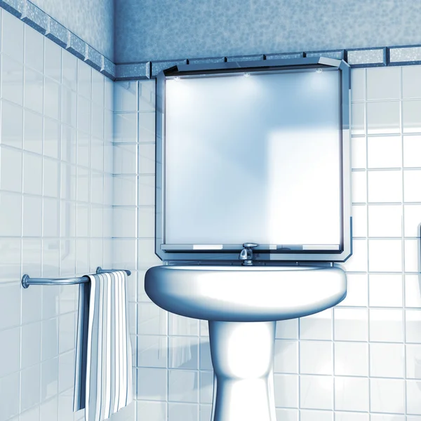 Miroir salle de bain et lavabo Images De Stock Libres De Droits