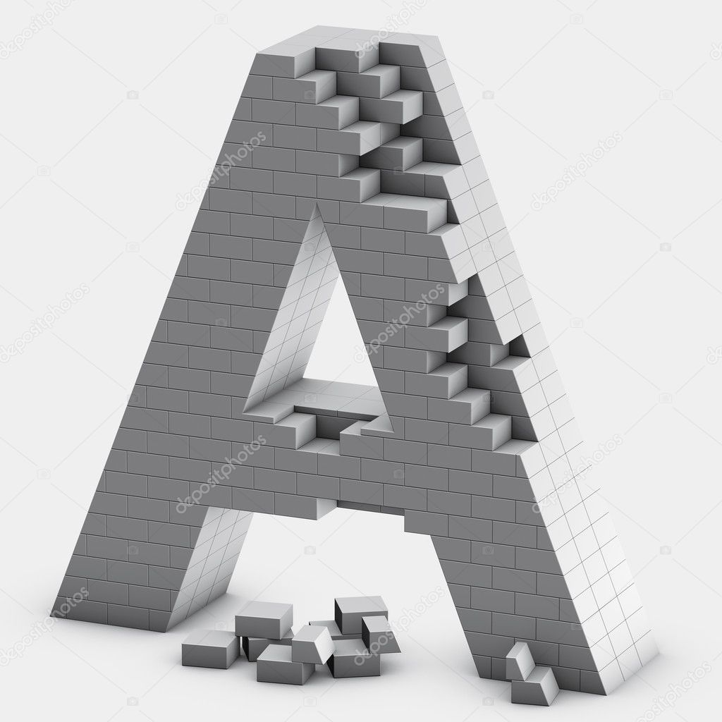 3D rendering of brick A letter