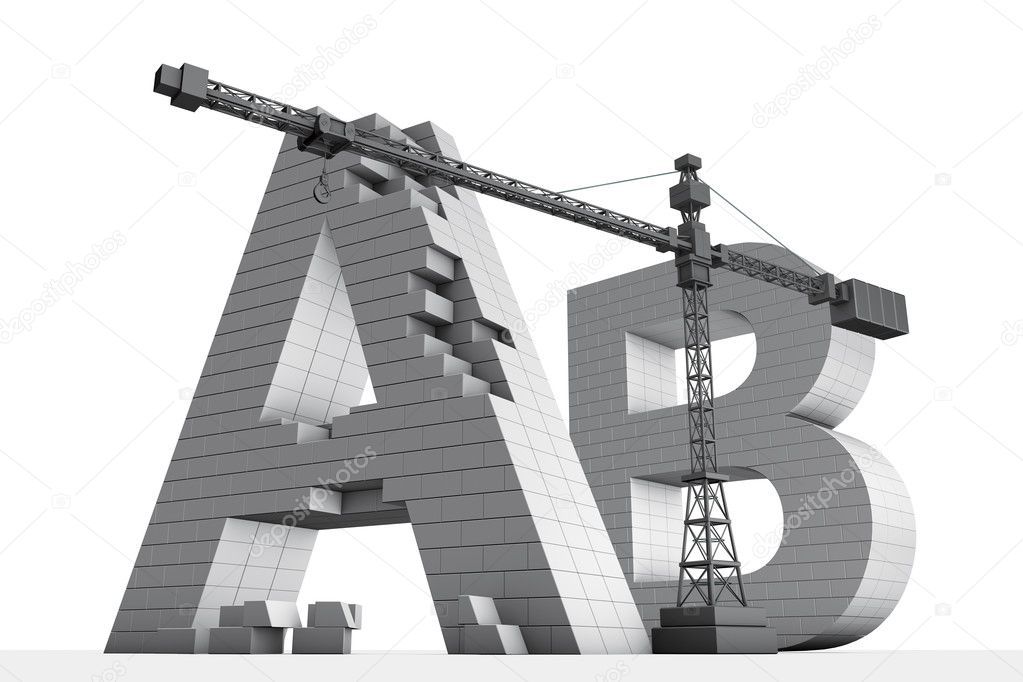 3D rendering of AB brick letters and crane