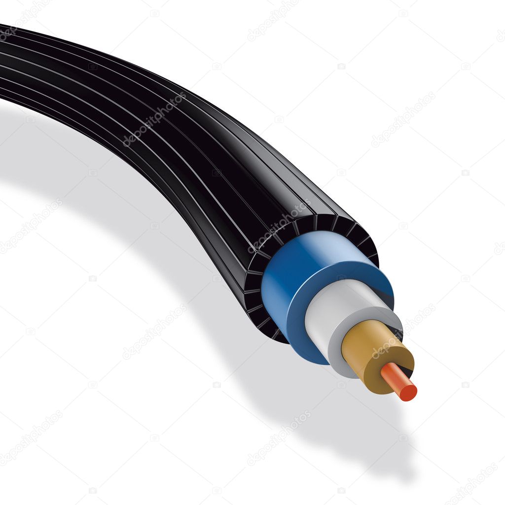 3d rendering illustration, Black cable on white background