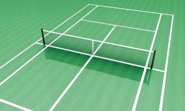 3D rendering, Tennis green camp close-up clipart