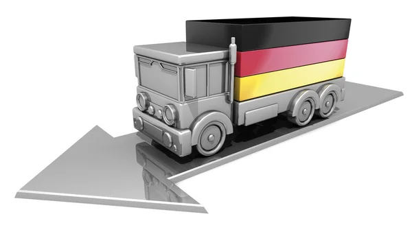 Rendering Lkw Und Ziegelfahne Deutschland — Stockfoto