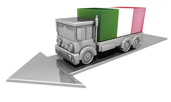 3D render, kamyon ve tuğla İtalya bayrağı
