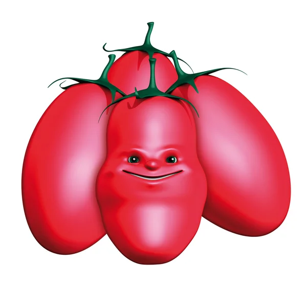 3D render, kırmızı domates gülümse