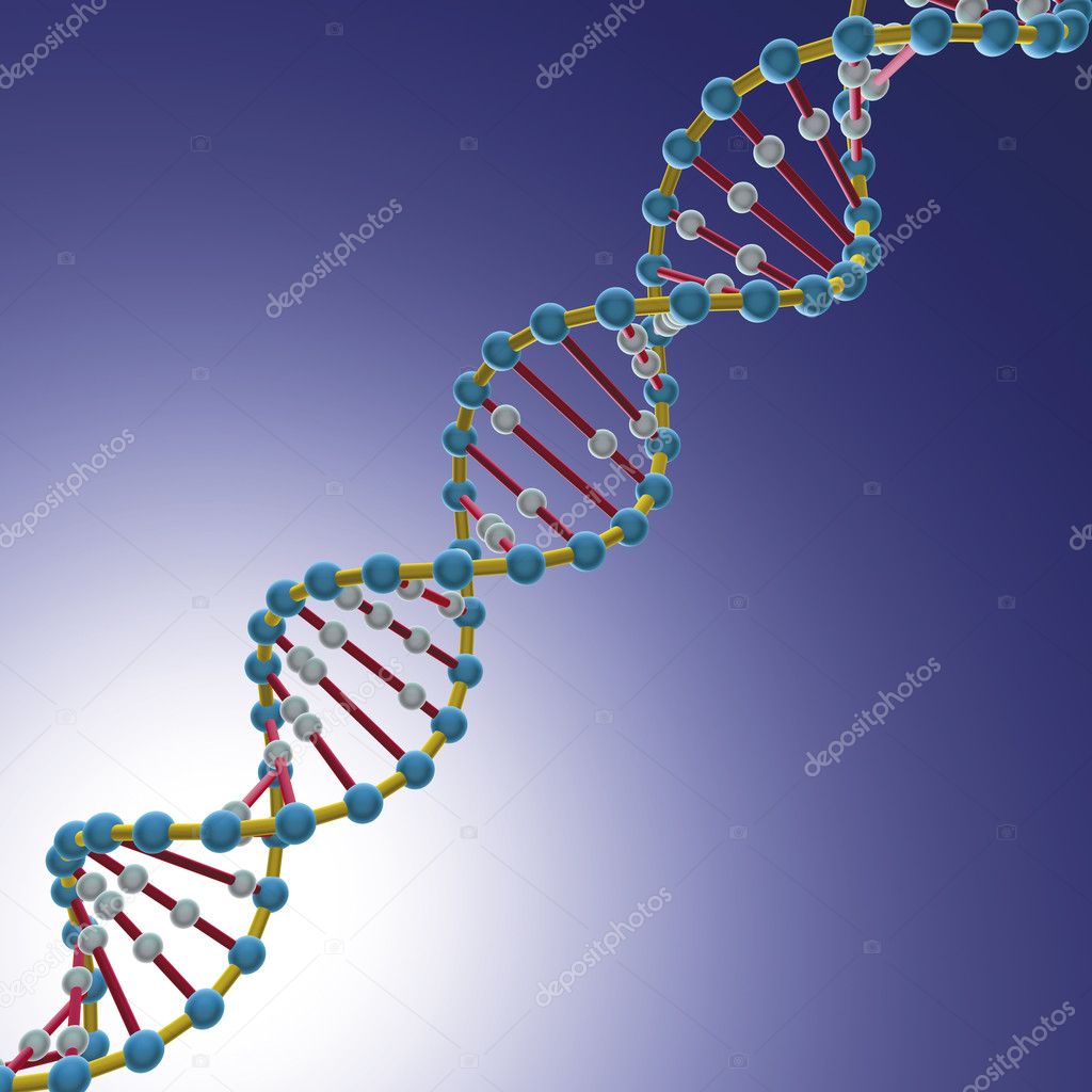 3d rendering illustration, DNA on blue background