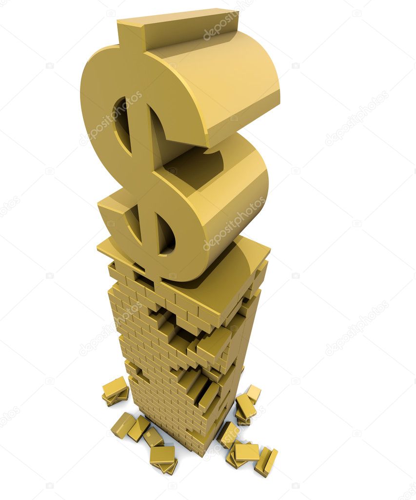 3d render illustration, Dollar column brick