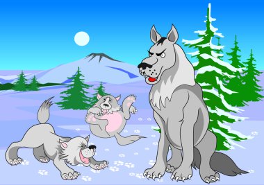 kurtların üstünde-e doğru kar