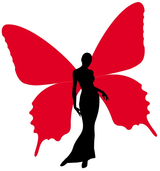 Une Fille Est Papillon — Image vectorielle