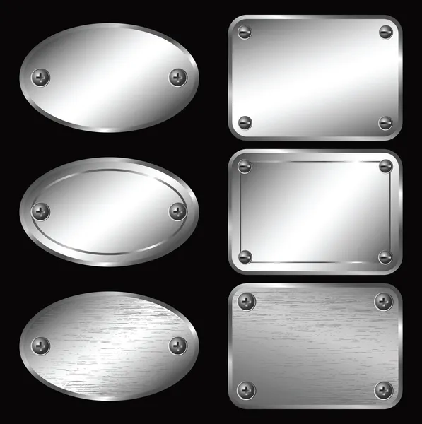 Etiquetas de plata - Nombres de placas — Vector de stock