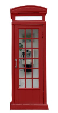 English red kiosk isolated with interior telephone clipart