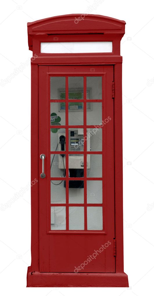 English red kiosk isolated with interior telephone