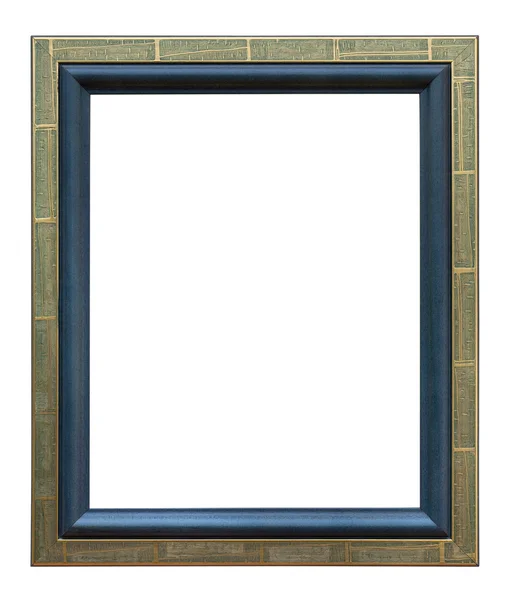 Wooden photo frame golden and blue — Stock Photo, Image