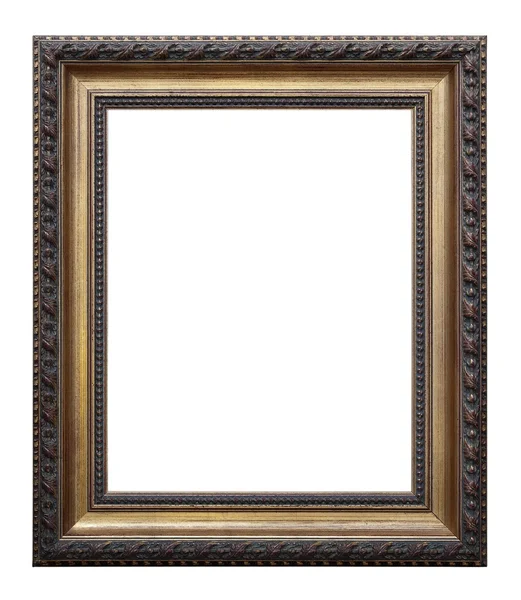Wooden photo frame golden (isolated with clipping path) — Stock Photo, Image