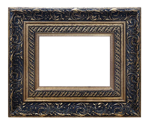 Dřevěná foto rámeček zlatý (izolovaná s ořezovou cestou) — Stock fotografie