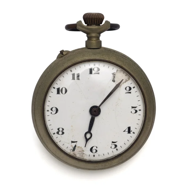 Старые Карманные Часы Времени Изолированные Обрезанием Пути — стоковое фото