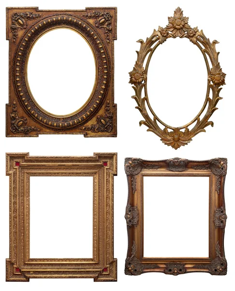 Set Wooden Clasic Vintage Picture Frame Isolated Clipping Path — Stock Photo, Image
