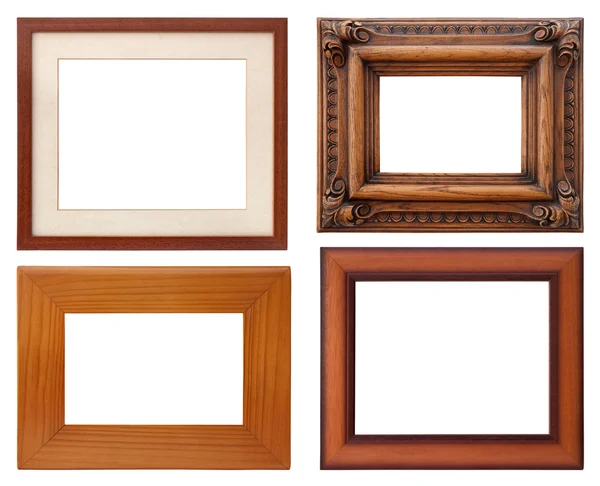 Set Wooden Natural Frame Isolated Clipping Path — Stock Photo, Image