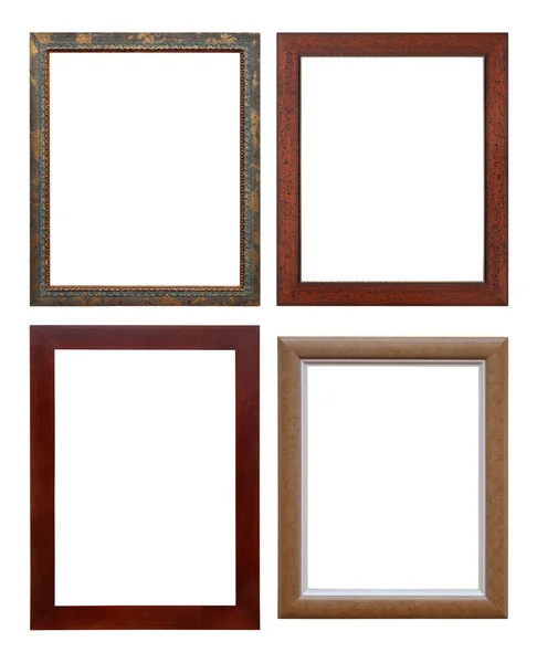 Set Wooden Picture Frame Isolated Clipping Path — Stock Photo, Image
