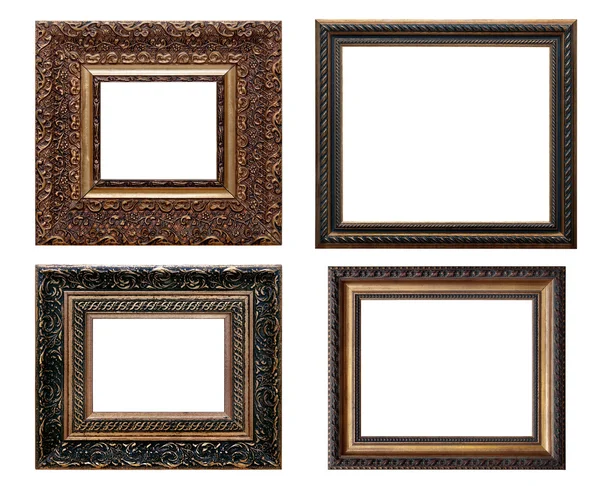 Set Wooden Vintage Picture Frame Isolated Clipping Path — Stock Photo, Image