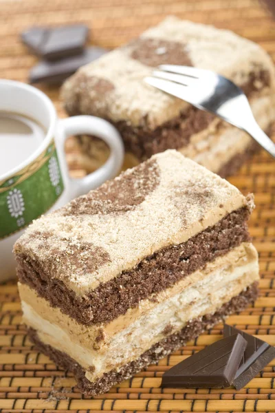 Brown Piece Cake Chocolate — Stock Photo, Image