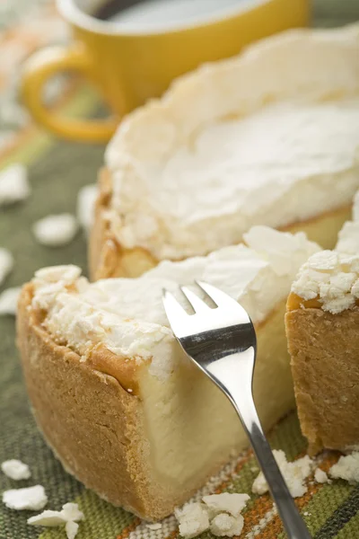 Cheesecake Med Gaffel Och Kopp — Stockfoto