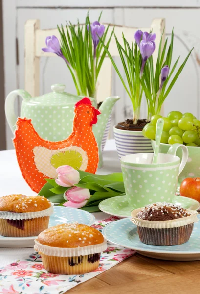 Easter Table Set Textile Cock — Stock Photo, Image
