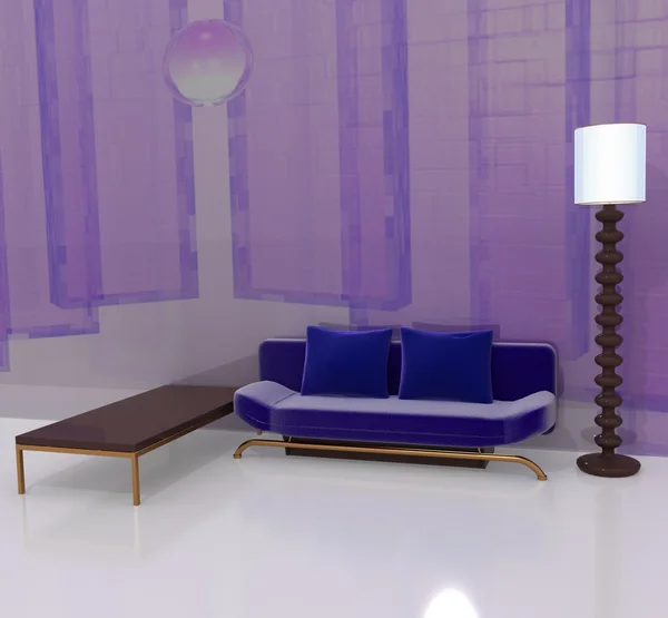 Interior Muebles Diseño Pliegue Oro Terciopelo Luz — Foto de Stock