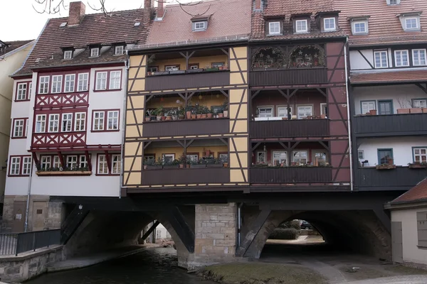 Ponte de mercadores de Kr=merbr=cke Erfurt Thuringia Alemanha — Fotografia de Stock