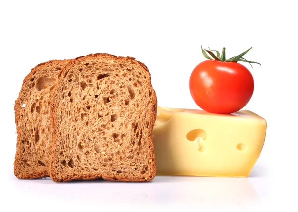 stock image Хлеб, сыр и помидор