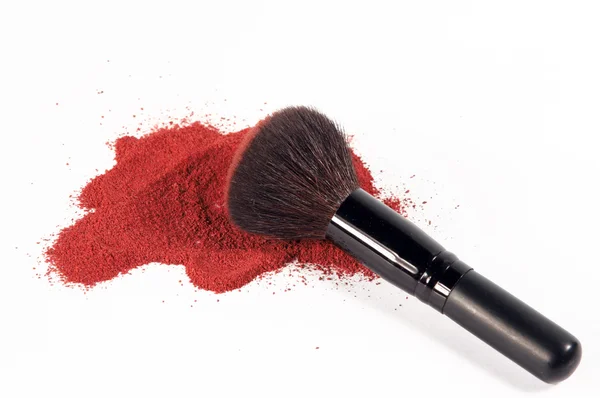 Brush in mineral make-up — Stock Photo, Image