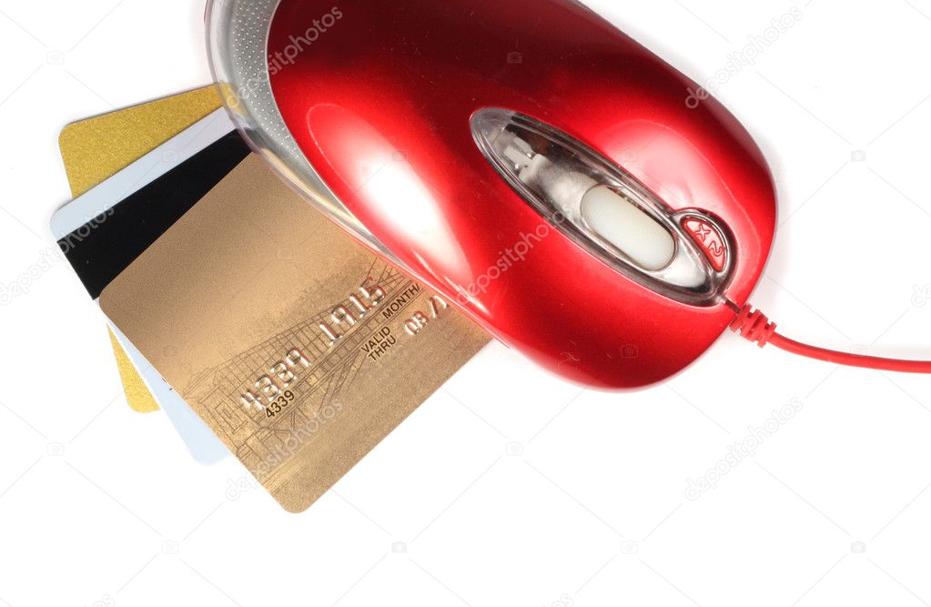 Computer mouse and Credit Card Payment. E-commerce