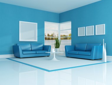 Contemporary interior with purple classic sofa - rendering. the image on background is a my photo clipart