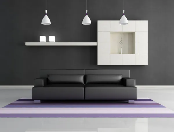 Interior Minimalista Blanco Negro Representación — Foto de Stock
