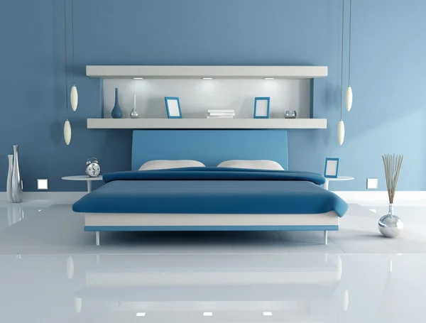 蓝色卧室 — 图库照片