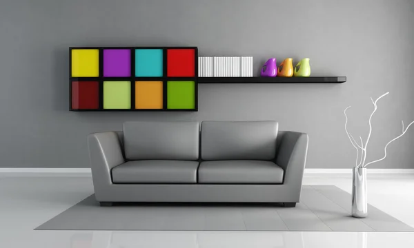 Interior gris minimalista —  Fotos de Stock