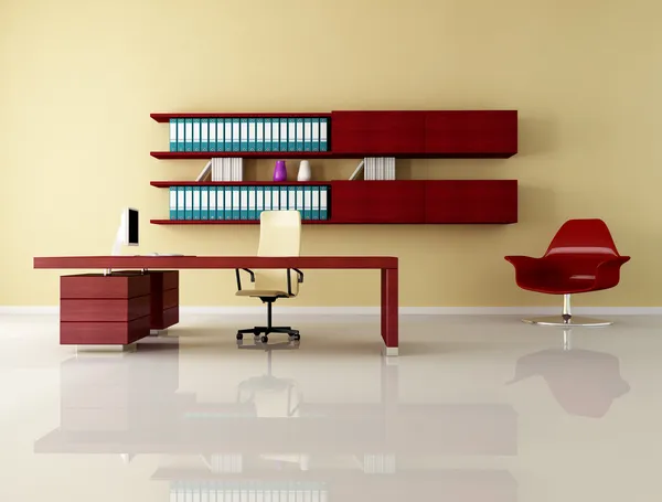 Minimalistische Büroräume Mit Elegantem Schreibtisch Rendering — Stockfoto
