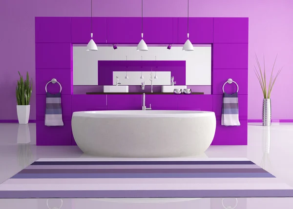 Baño púrpura contemporáneo — Foto de Stock