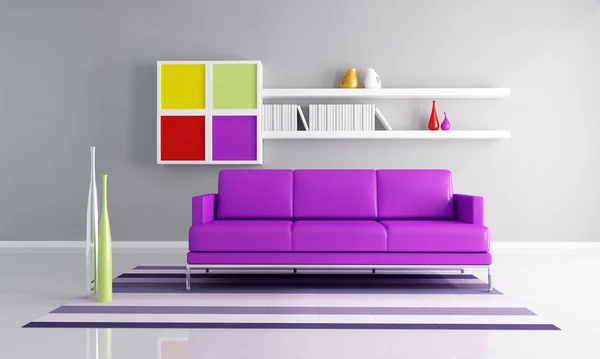 Barevné moderní obývací pokoj — Stock fotografie