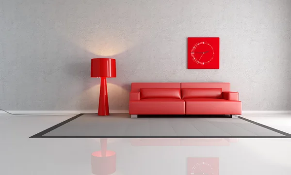 Röd och grå vardagsrum — Stockfoto