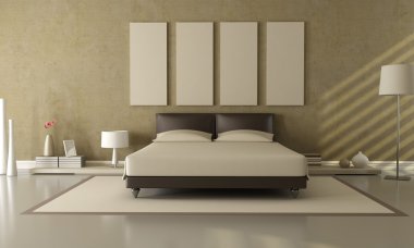 Brown and beige bedroom clipart