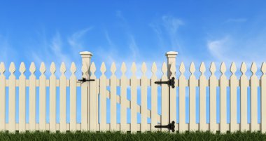 White wooden fence clipart