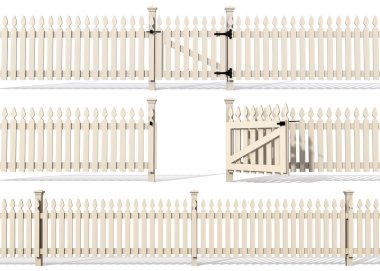 Set of wooden fence clipart