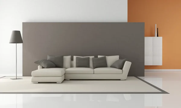Sofá Moderno Salón Minimalista Renderizado —  Fotos de Stock